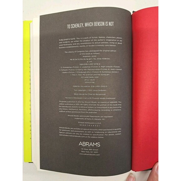 Me and Earl and the Dying Girl by Jesse Andrews (2012) Second Printing Hardcover - Picture 4 of 6